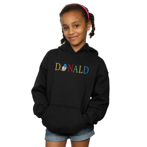 Disney Girls Donald Duck Letters Hoodie 7-8 Years Black Black 7-8 Years