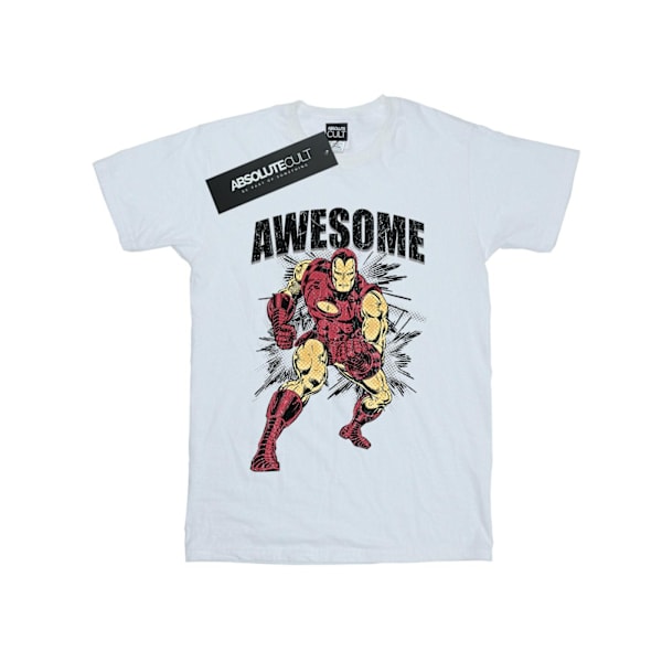 Marvel Womens/Ladies Awesome Iron Man Bomull Boyfriend T-Shirt White 3XL