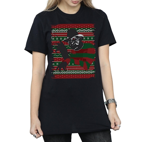 A Nightmare On Elm Street Dam/Damer Jul Fair Isle Bomull Boyfriend T-Shirt Black L