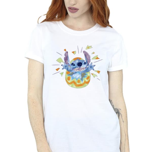 Disney Dam/Dam Lilo & Stitch Cracking Egg Bomull Boyfriend White M