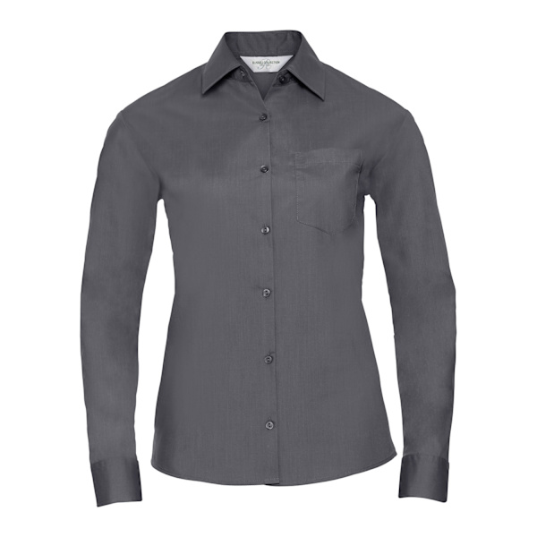 Russell Collection Dam/Damer Poplin Lätt-Skötsel Långärmad Convoy Grey XS