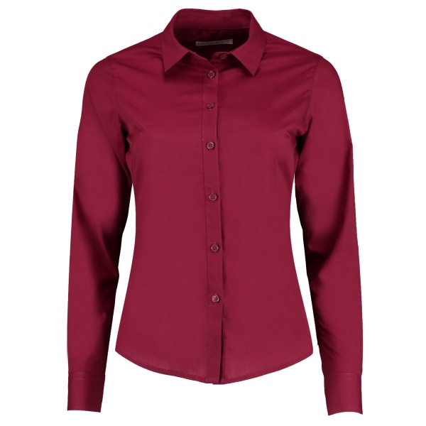 Kustom Kit Dam/Dam Poplin Skräddarsydd långärmad skjorta 10 Claret Red 10 UK