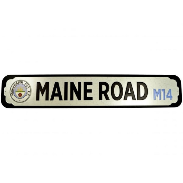 Manchester City FC Deluxe Maine Road M14 Metal Plaque One Size Silver/Black One Size