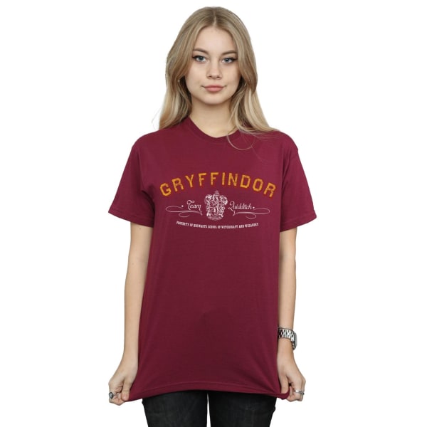 Harry Potter Dam/Kvinnor Gryffindor Team Quidditch Bomull Boyfriend T-shirt Burgundy XXL