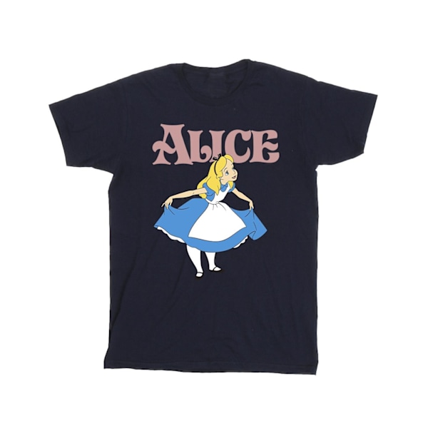 Disney Girls Alice In Wonderland Take A Bow Bomull T-shirt 7-8 Navy Blue 7-8 Years