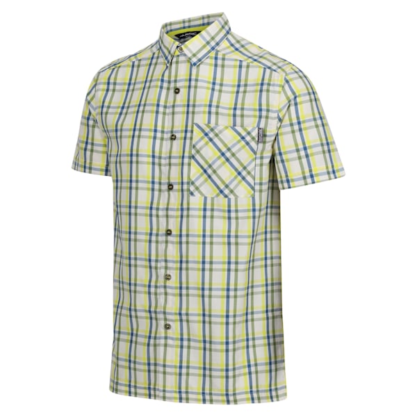 Regatta Mens Mindano VIII Rutig Kortärmad Skjorta XL Piquant Piquant Green/Moroccan Blue/Citron XL