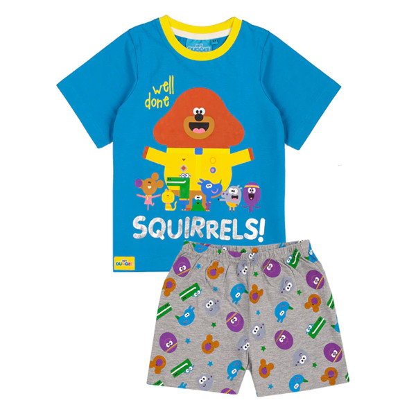 Hey Duggee Boys Well Done Squirrels Character Short Pyjamas Set Blue/Grey 4-5 Years
