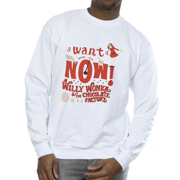 Willy Wonka Herr Verruca Salt Jag Vill Ha Den Nu Sweatshirt XL Vit White XL