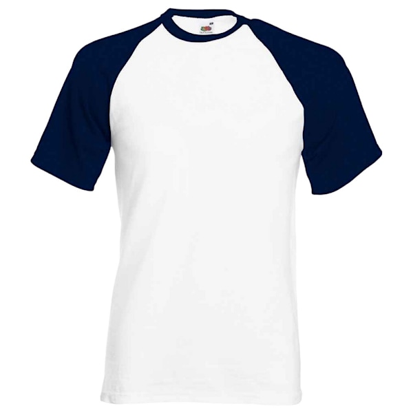 Fruit of the Loom Unisex Vuxen Kontrastpanel Baseboll T-shirt White/Deep Navy S