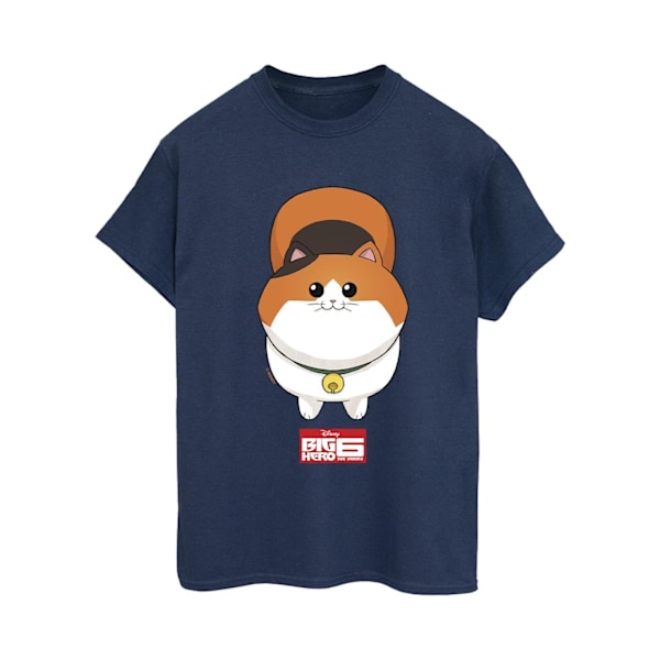 Disney Dam/Kvinnor Big Hero 6 Baymax Kattunge Ansikte Bomull Pojkvän T-Shirt XXL Marinblå Navy Blue XXL