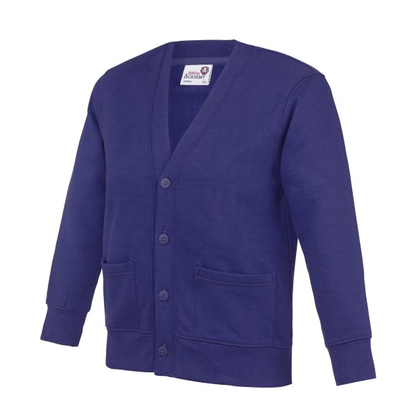 AWDis Academy Barn/Kids Button Up School Cardigan (paket med Purple 13 Years