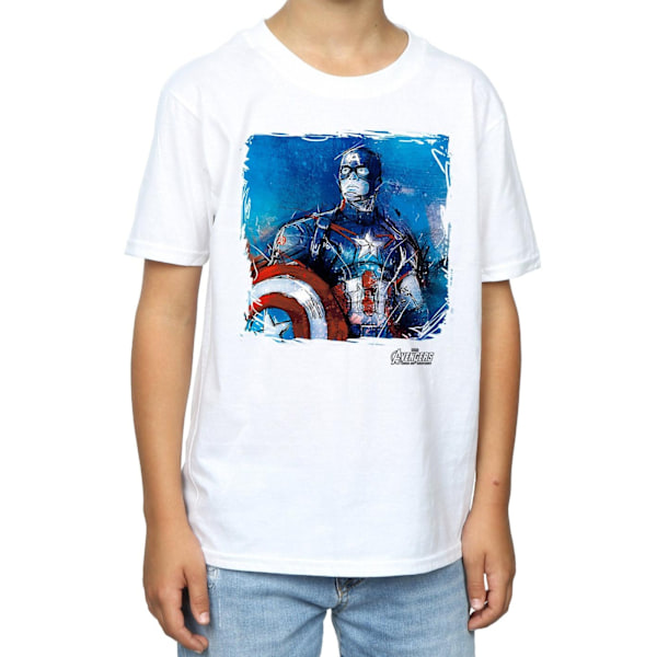 Marvel Boys Captain America Art T-Shirt 12-13 år Vit White 12-13 Years