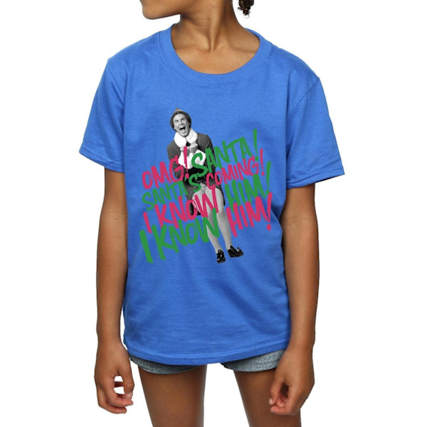 Elf Girls Santa´s Coming Bomull T-shirt 12-13 år Royal Blue Royal Blue 12-13 Years