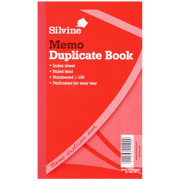 Silvine Duplicate Large Memo Book (Pack of 6) One Size Clear Clear One Size