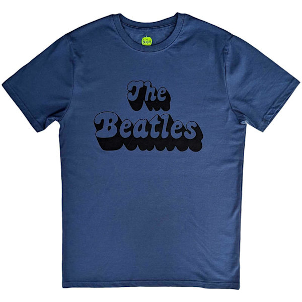 The Beatles Unisex Adult Shadow Logo T-Shirt L Denim Blue Denim Blue L