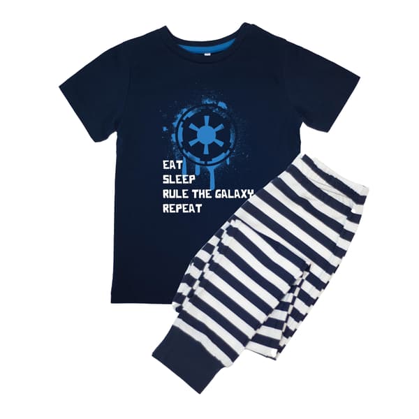 Star Wars Pojkar Ät Sov Upprepa Randig Lång Pyjamas Set 7-8 År Navy/White 7-8 Years