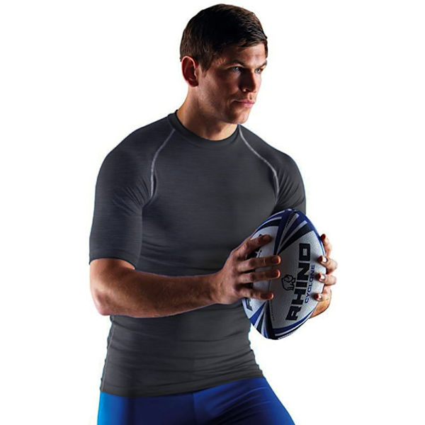 Rhino Mens Sports Base Layer Kortärmad T-shirt XS Svart Heat Black Heather XS
