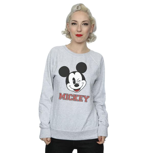 Disney Dam/Kvinnor Mickey Mouse Ansikte Sweatshirt S Heather Grå Heather Grey S