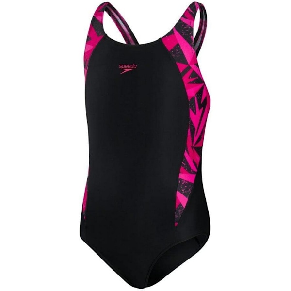 Speedo Girls Hyper Boom Splice One Piece Swimsuit 5-6 år Bla Black/Pink 5-6 Years