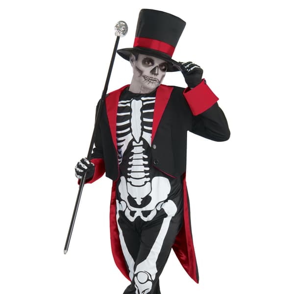 Bristol Novelty Barn/Barn Mr Bone Jangles Halloween Kostym Black/White/Red M