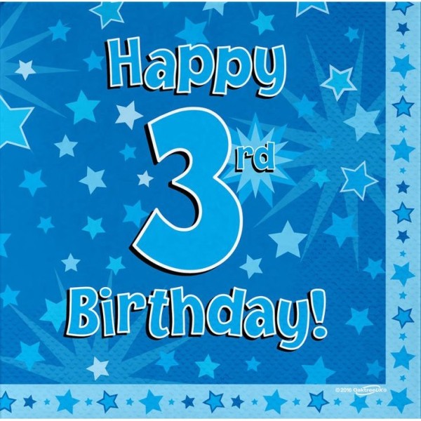 Oaktree Stars 3:e födelsedag engångsservetter (paket med 16) En Blue One Size