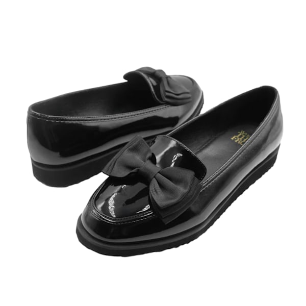 Where's That From Dam/Dam Alpha Bow Slip-on Loafers 8 UK Black Patent 8 UK