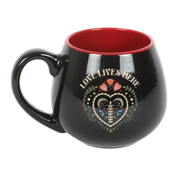 Something Different Love Lives Here Folk Heart 500ml Mugg One Si Black One Size