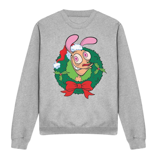 Ren & Stimpy Unisex Vuxen Krans Jul Tröja XL Sport Sport Heather XL