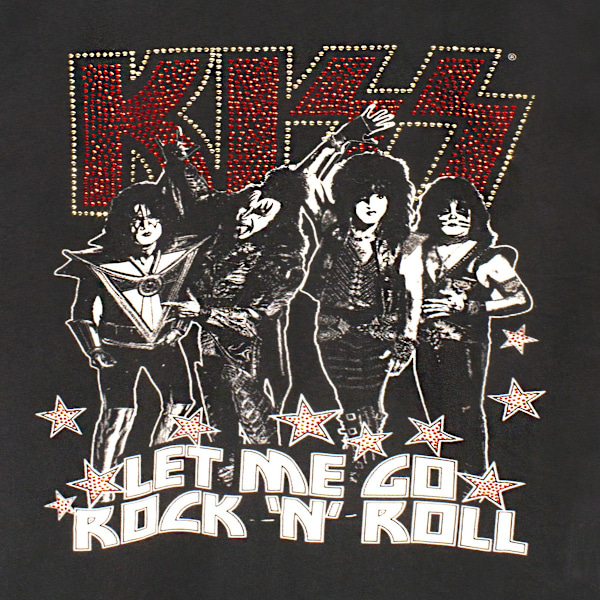 Amplified Womens/Ladies Let Me Go Rock N Roll Kiss Diamante T-S Charcoal L