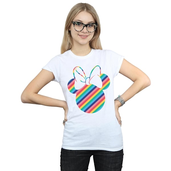 Disney Dam/Kvinnor Minnie Mouse Rainbow Face Bomull T-shirt X White XXL