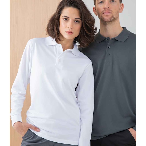 Henbury Vuxen Unisex Långärmad Coolplus Pikétröja 4XL White 4XL