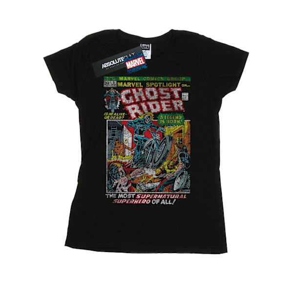 Marvel Womens/Ladies Ghost Rider Distressed Spotlight Bomull T-shirt Black L