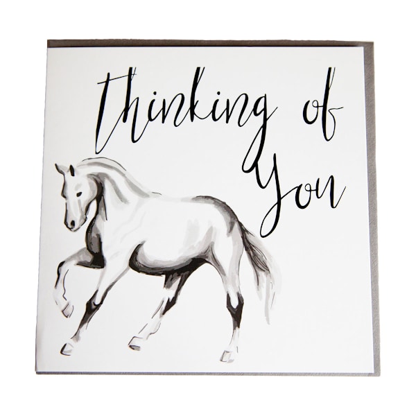 Gubblecote Pony Thinking Of You Gratulationskort En Storlek Vit/Svart White/Black One Size