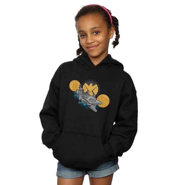 Marvel Girls S.H.I.E.L.D. Helicarrier Hoodie 7-8 år Svart Black 7-8 Years