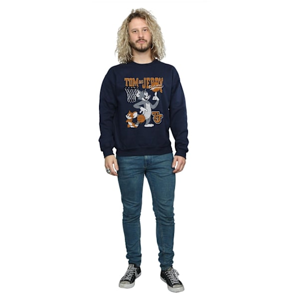 Tom och Jerry Herr Spinning Basketboll Bomull Sweatshirt S Marinblå Navy Blue S