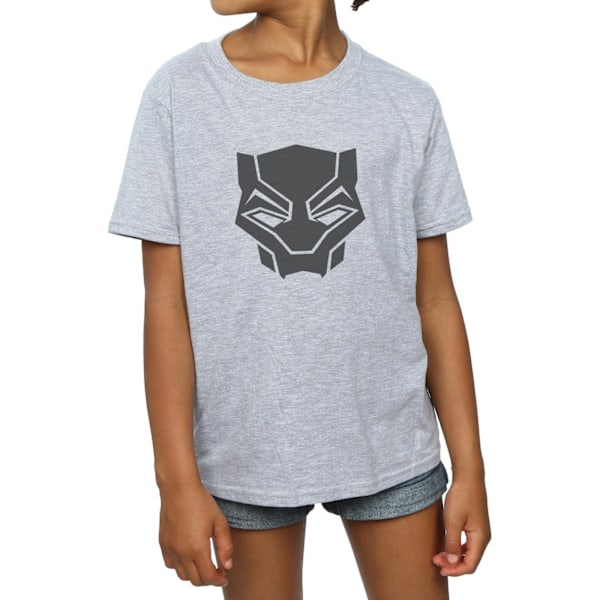 Marvel Girls Black Panther Black On Black Cotton T-Shirt 7-8 År Sports Grey 7-8 Years