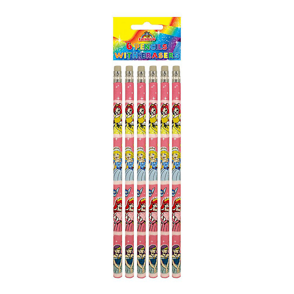 Regnbågsfärgad prinsesspenna med suddgummi, en storlek, flerfärgad Multicoloured One Size