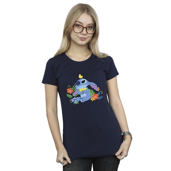 Disney Dam/Kvinnor Lilo & Stitch Fåglar Bomull T-shirt XXL Nav Navy Blue XXL