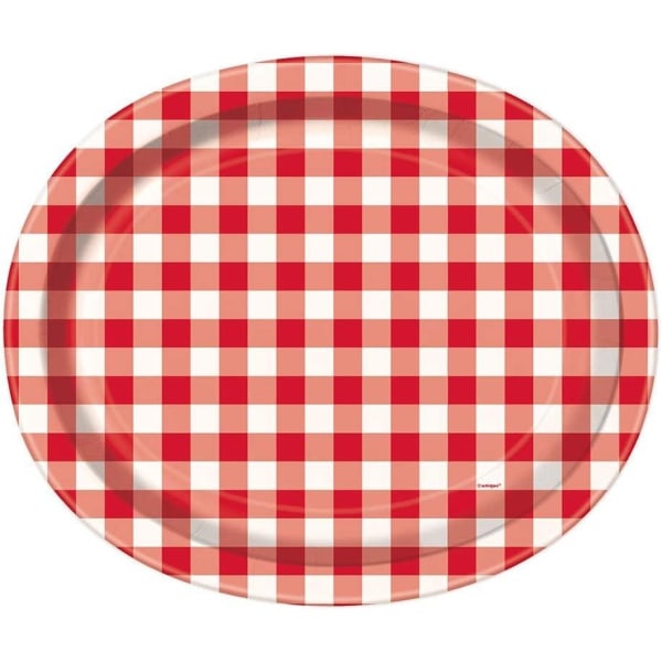 Unika engångstallrikar för festpapper Gingham (paket med 8) Red/White One Size