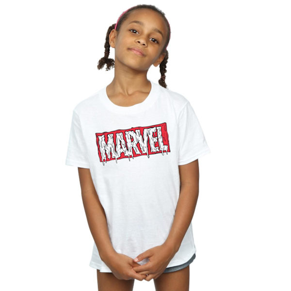 Marvel Girls Drip Logo Bomull T-shirt 9-11 år Vit White 9-11 Years