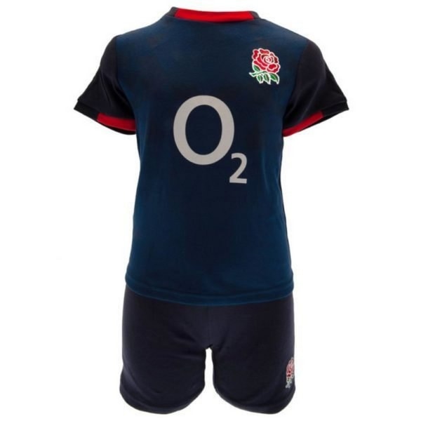 England RFU barn/barn T-shirt & shorts Set 3-6 månader marinblå Navy/Black/Red 3-6 Months