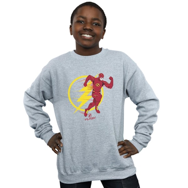 DC Comics Boys The Flash Running Emblem Sweatshirt 7-8 år Sp Sports Grey 7-8 Years