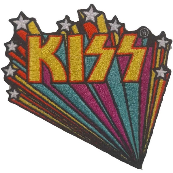 Kiss Star Banner Iron On Patch One Size Gul/Teal/Violet Yellow/Teal/Violet One Size