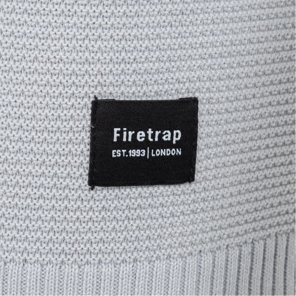 Firetrap Herr Stickad Tröja med Rund Hals L Ljusgrå Light Grey L