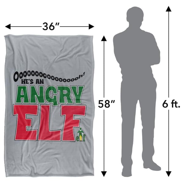 Elf Angry Elf Text Polyester Mjuk Filt 152cm x 127cm M Multicoloured 152cm x 127cm