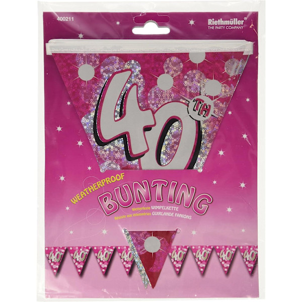 Riethmuller Foliesekvens 40-årsdag Vimpel En Storlek Rosa Pink One Size