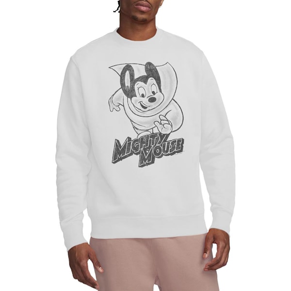 Mighty Mouse Unisex Vuxen Mighty Sketch Sweatshirt XL Vit White XL
