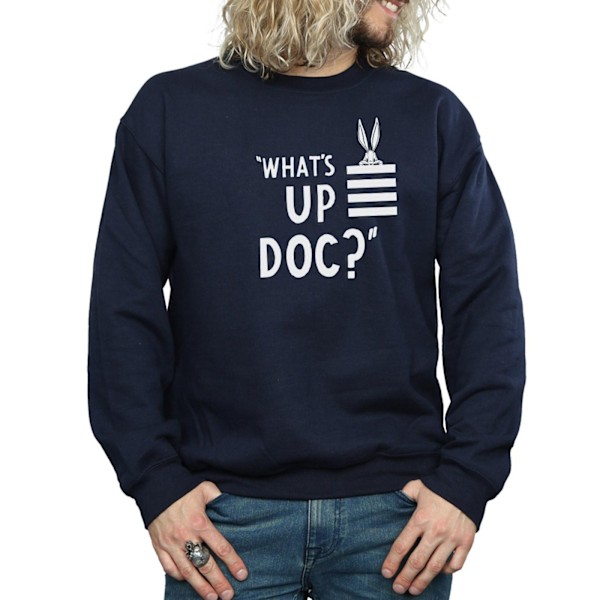 Looney Tunes Unisex Vuxen Vad Är Upp Doc Bugs Bunny Randig Tröja Navy Blue 3XL