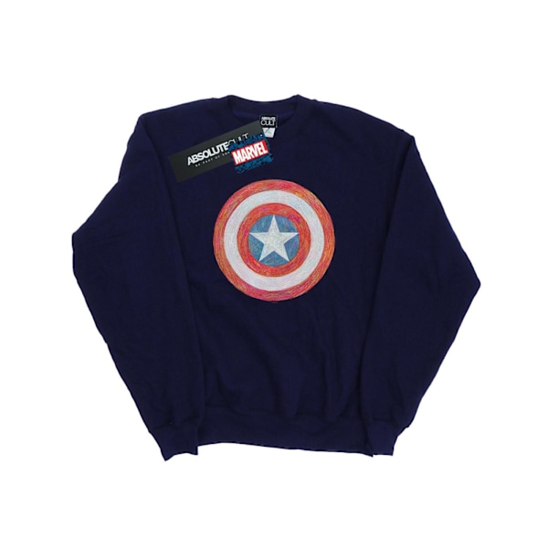 Marvel Dam/Kvinnor Captain America Skissad Sköld Sweatshirt Navy Blue M