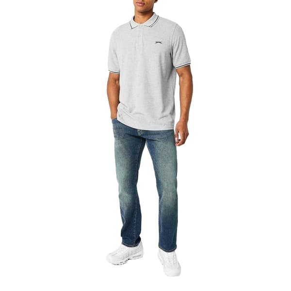 Slazenger Herr Kontrastrandig Pikétröja M Gråmelerad Grey Marl M